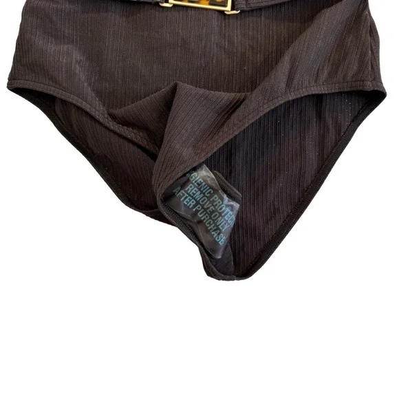 Zimmerman NWT 3 Large Laurel Ribbed Belted One-Piece Swimsuit Chocolate Brown - Picture 6 of 11
